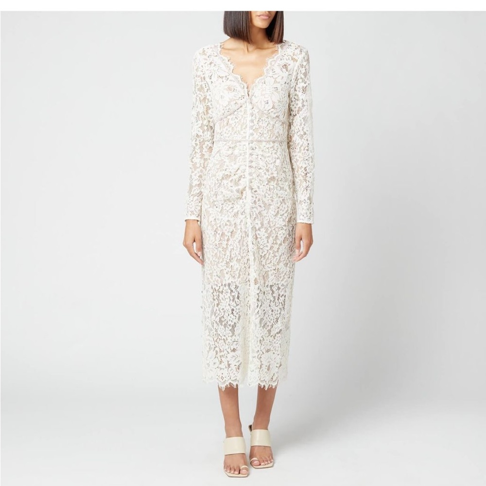 Self-Portrait Cream Lace Midi Dress